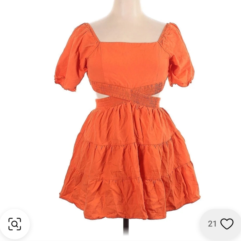 ARULA Orange Cut Out Midi Dress